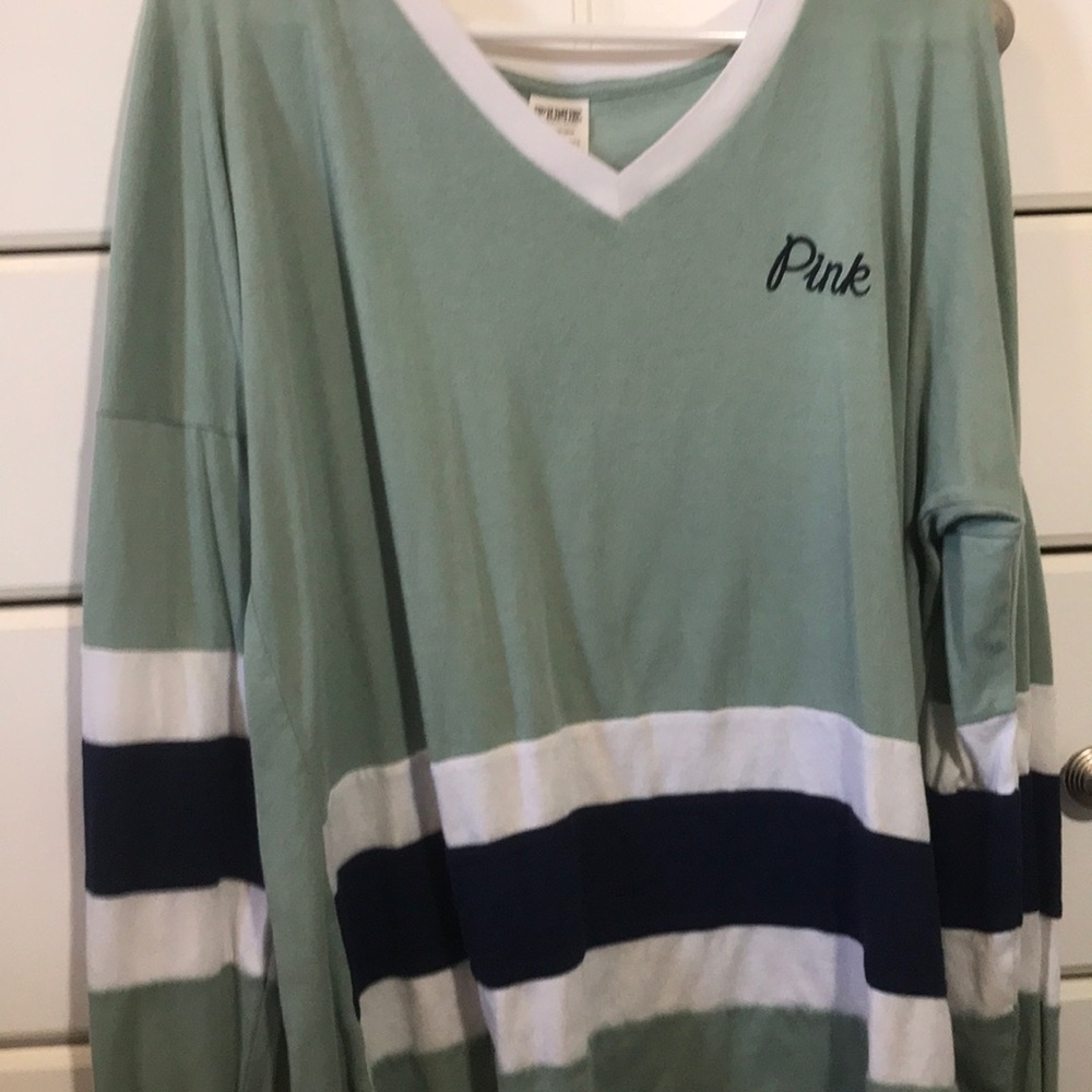 Pink V-Neck Long Sleeve Vintage Style